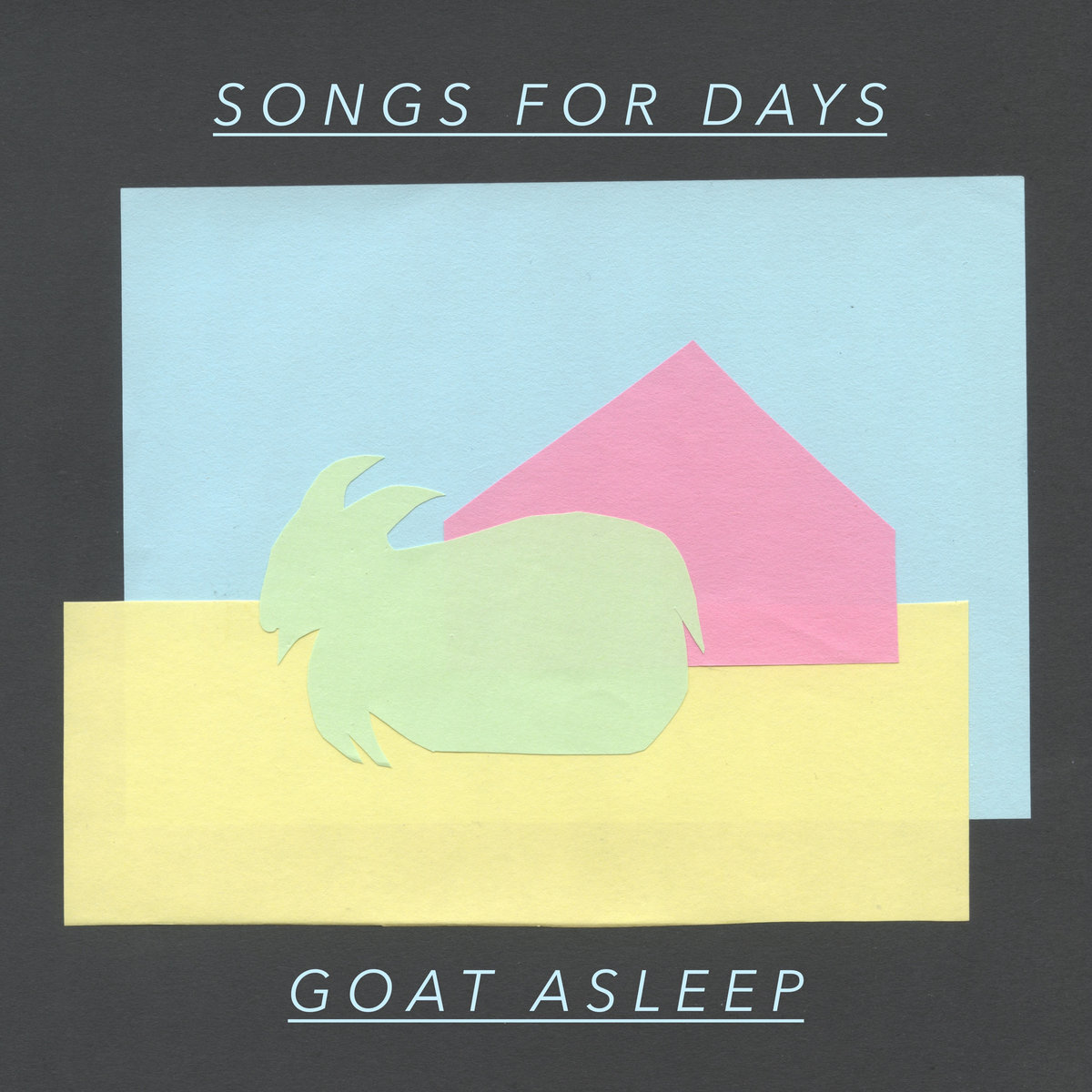 Goat Asleep album artwork — a cut-paper collage of a sleeping goat